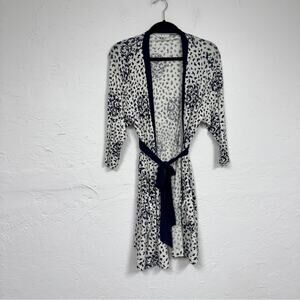 Cabi White Blue Paisley Print Belted Bathrobe Womens S Robe Lounge Modest